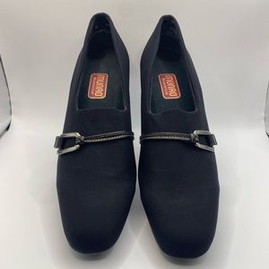 Munro American Loafers Heels Womens 8  Narrow Black Slip On Shoes, Made in USA